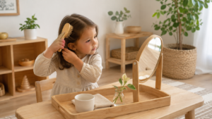 montessori hair brushing