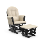storkcraft premium hoop glider & ottoman (black with beige)