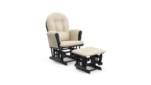 storkcraft premium hoop glider & ottoman (black with beige)